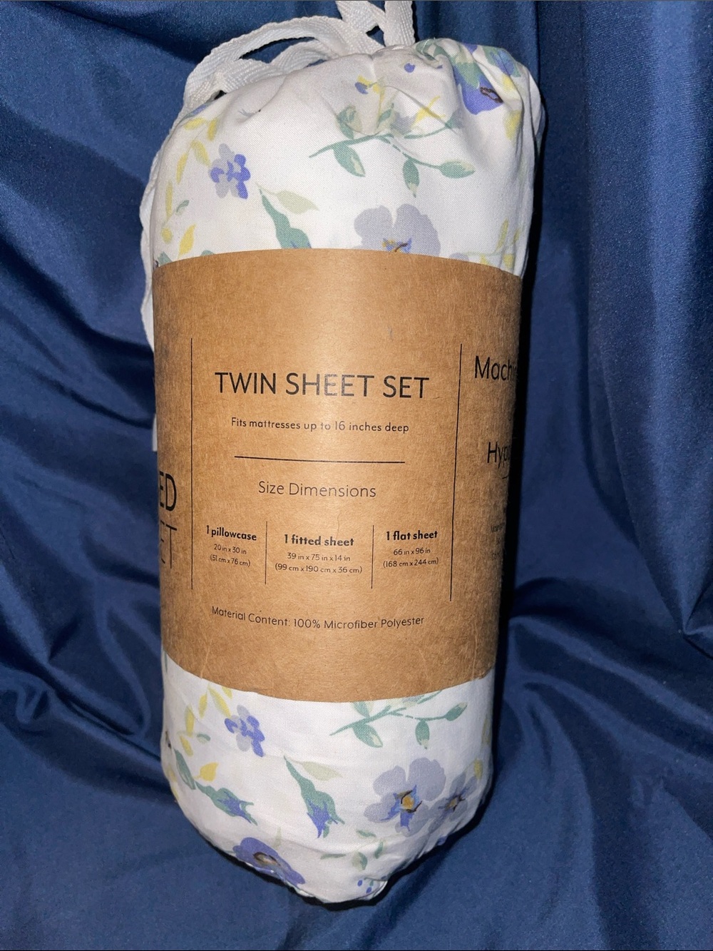 jcpenney White Twin Sheet Set with Blue & Green Floral Print - Picture 4 of 5
